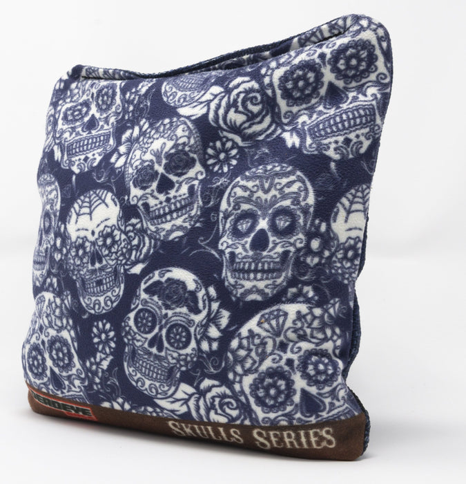 Pro Cornhole Bags - Detailed Skulls - Blue