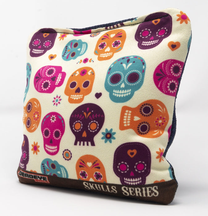 Pro Cornhole Bags - Decorative Skulls - Ivory