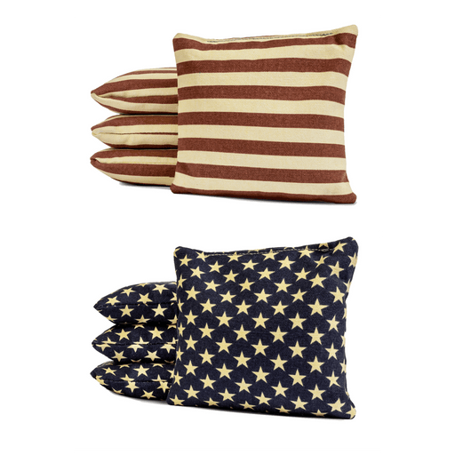 Cornhole Bags Distressed Stars and Stripes Set of 8 Regulation Cornhole Bags - Duck Cloth and All-Weather Resin