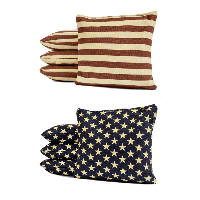 Cornhole Bags Distressed Stars and Stripes Set of 8 Regulation Cornhole Bags - Duck Cloth and All-Weather Resin