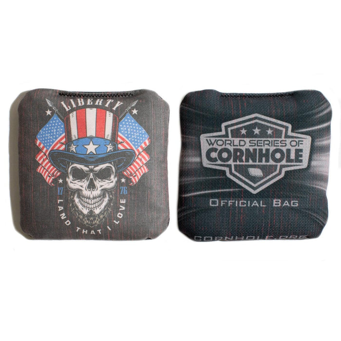 Cornhole Bags World Series of Cornhole 6-IN Professional Cornhole Bag Rapter - Land that I Love Skull