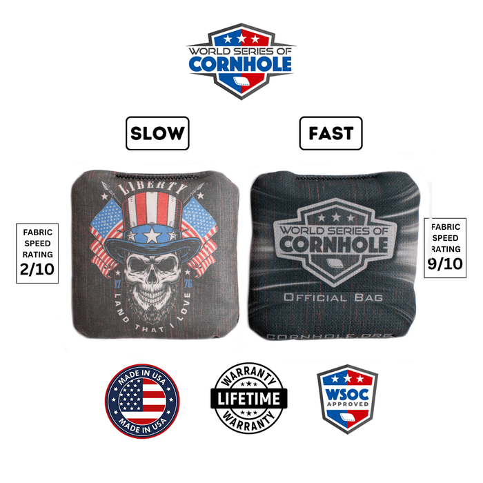 Cornhole Bags World Series of Cornhole 6-IN Professional Cornhole Bag Rapter - Land that I Love Skull