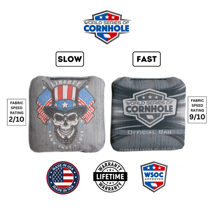 Cornhole Bags World Series of Cornhole 6-IN Professional Cornhole Bag Rapter - Land that I Love Skull