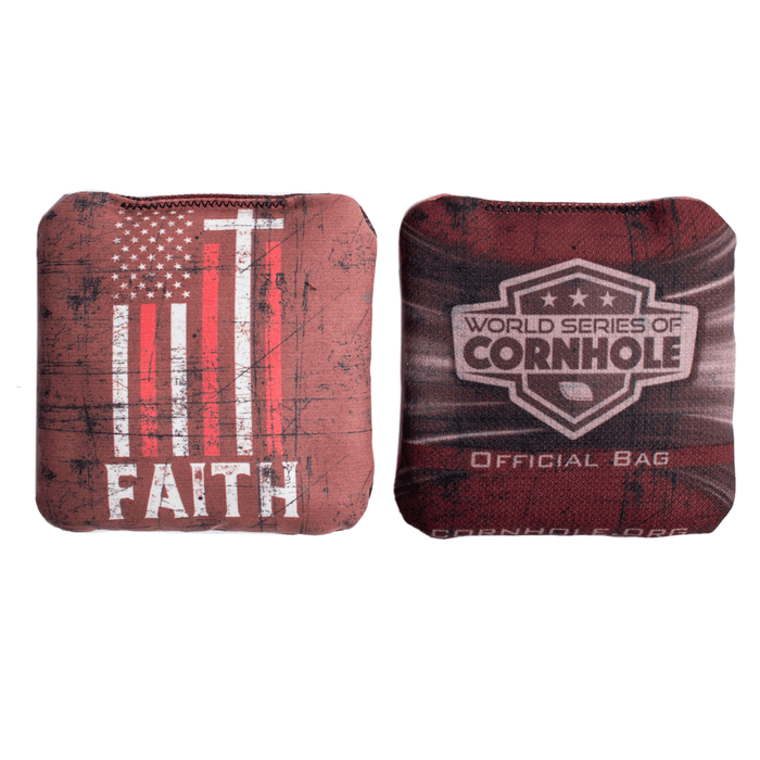 Cornhole Bags World Series of Cornhole 6-IN Professional Cornhole Bag Rapter - Faith Flag