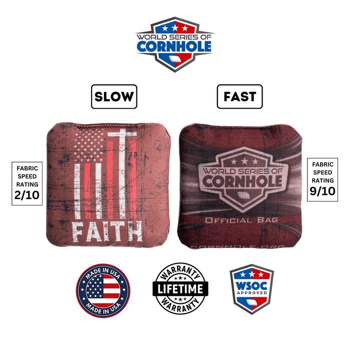 Cornhole Bags World Series of Cornhole 6-IN Professional Cornhole Bag Rapter - Faith Flag