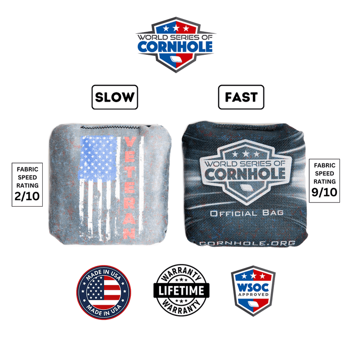 Cornhole Bags World Series of Cornhole Official 6-IN Professional Cornhole Bag Rapter - Veteran Flag