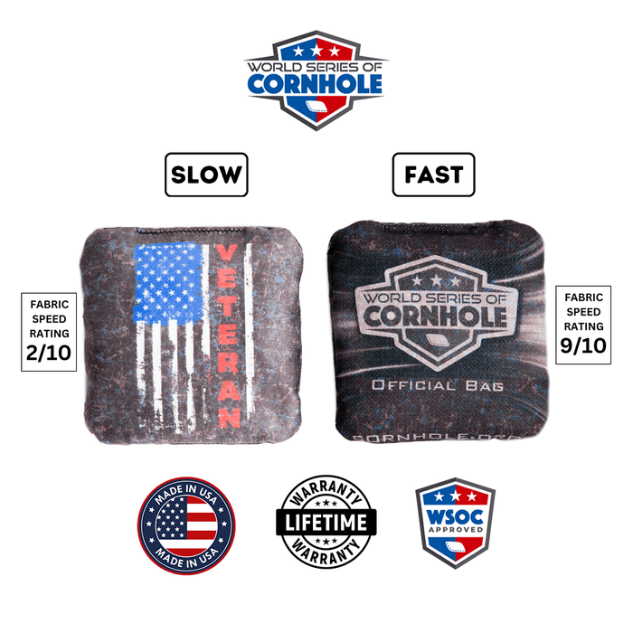 Cornhole Bags World Series of Cornhole Official 6-IN Professional Cornhole Bag Rapter - Veteran Flag