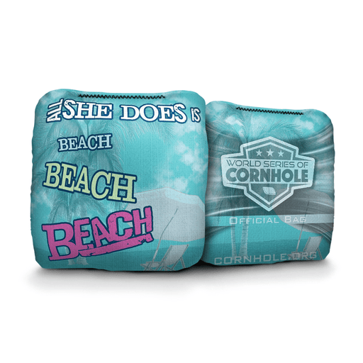 Cornhole Bags World Series of Cornhole 6-IN Professional Cornhole Bag Rapter - All She Does is Beach