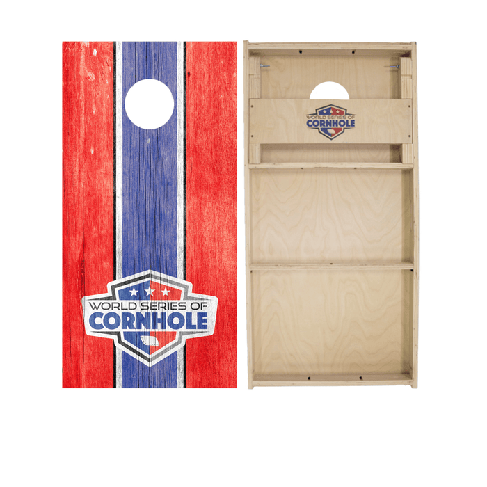Professional 2x4 Boards - Runway Red and Blue World Series of Cornhole Official 2' x 4' Professional Cornhole Board Runway 2402P - WSOC Stripes