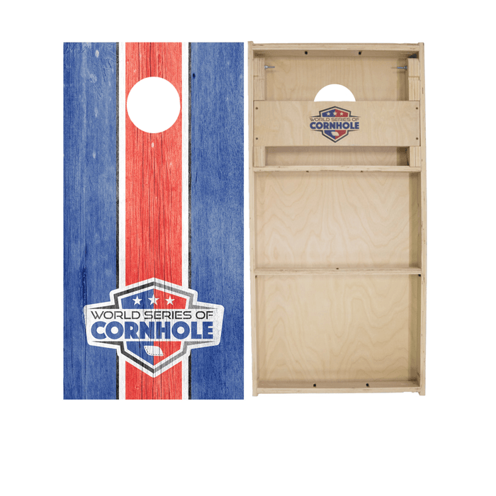 Professional 2x4 Boards - Runway Blue and Red World Series of Cornhole Official 2' x 4' Professional Cornhole Board Runway 2402P - WSOC Stripes