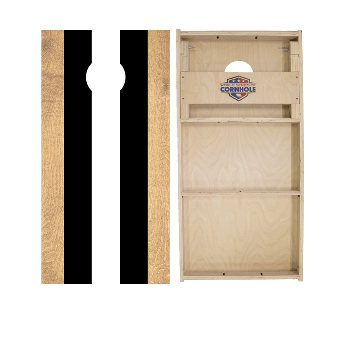 Professional 2x4 Boards - Runway Black and White World Series of Cornhole Official 2' x 4' Professional Cornhole Board Runway 2402P - Classic Stripes