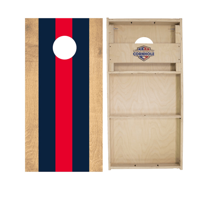 Professional 2x4 Boards - Runway Navy and Red World Series of Cornhole Official 2' x 4' Professional Cornhole Board Runway 2402P - Classic Stripes