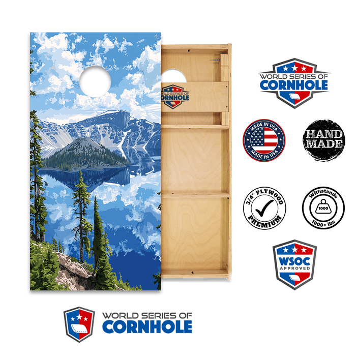 Professional 2x4 Boards - Runway World Series of Cornhole Official 2' x 4' Professional Cornhole Board Runway 2402P - National Park - Crater Lake