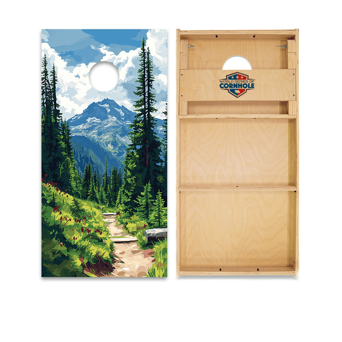 Professional 2x4 Boards - Runway Day World Series of Cornhole Official 2' x 4' Professional Cornhole Board Runway 2402P - National Park - Mt. Rainier