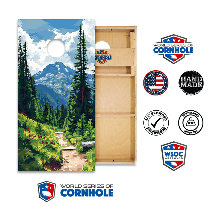 Professional 2x4 Boards - Runway World Series of Cornhole Official 2' x 4' Professional Cornhole Board Runway 2402P - National Park - Mt. Rainier