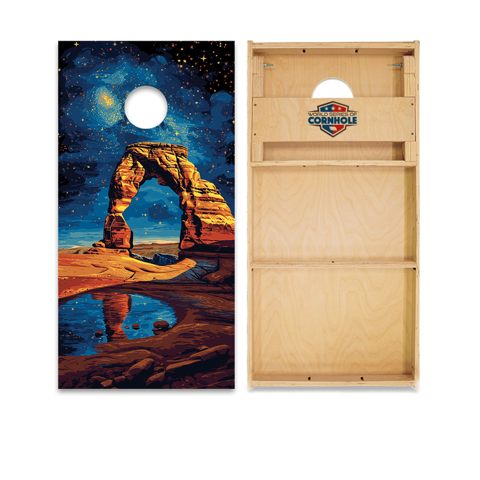 Professional 2x4 Boards - Runway Night World Series of Cornhole Official 2' x 4' Professional Cornhole Board Runway 2402P - National Park - Arches