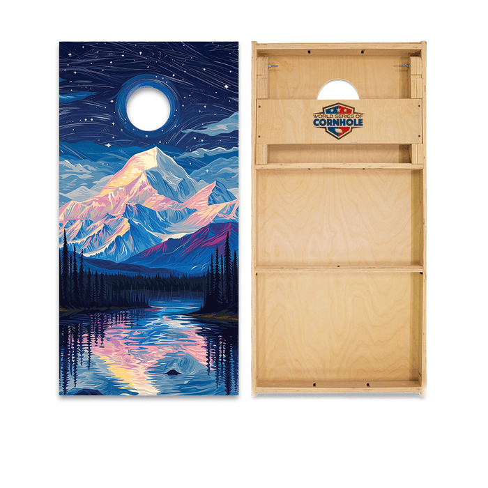 Professional 2x4 Boards - Runway Night World Series of Cornhole Official 2' x 4' Professional Cornhole Board Runway 2402P - National Park - Denali