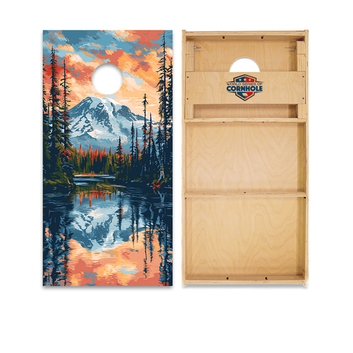 Professional 2x4 Boards - Runway Night World Series of Cornhole Official 2' x 4' Professional Cornhole Board Runway 2402P - National Park - Mt. Rainier