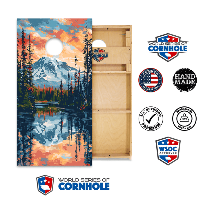 Professional 2x4 Boards - Runway World Series of Cornhole Official 2' x 4' Professional Cornhole Board Runway 2402P - National Park - Mt. Rainier