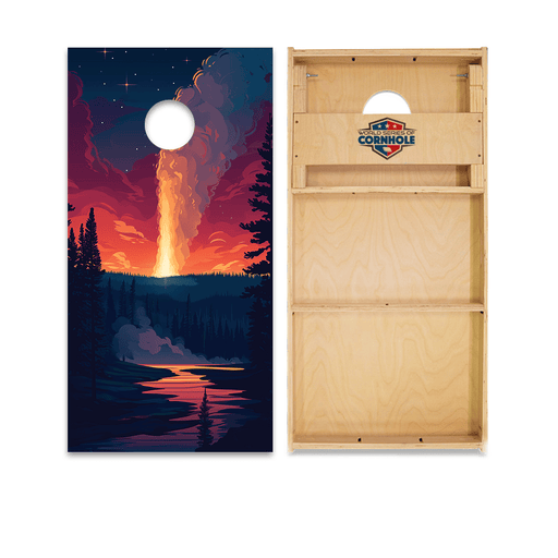 Professional 2x4 Boards - Runway Night World Series of Cornhole Official 2' x 4' Professional Cornhole Board Runway 2402P - National Park - Yellowstone Old Faithful