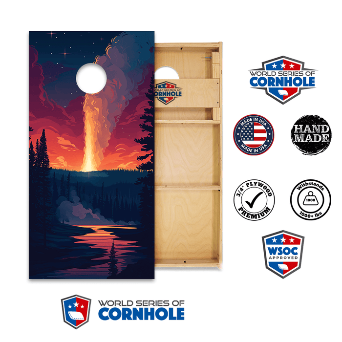 Professional 2x4 Boards - Runway World Series of Cornhole Official 2' x 4' Professional Cornhole Board Runway 2402P - National Park - Yellowstone Old Faithful
