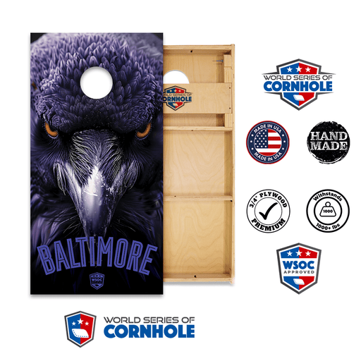 Professional 2x4 Boards - Runway World Series of Cornhole Official 2' x 4' Professional Cornhole Board Runway 2402P - Baltimore Ravens