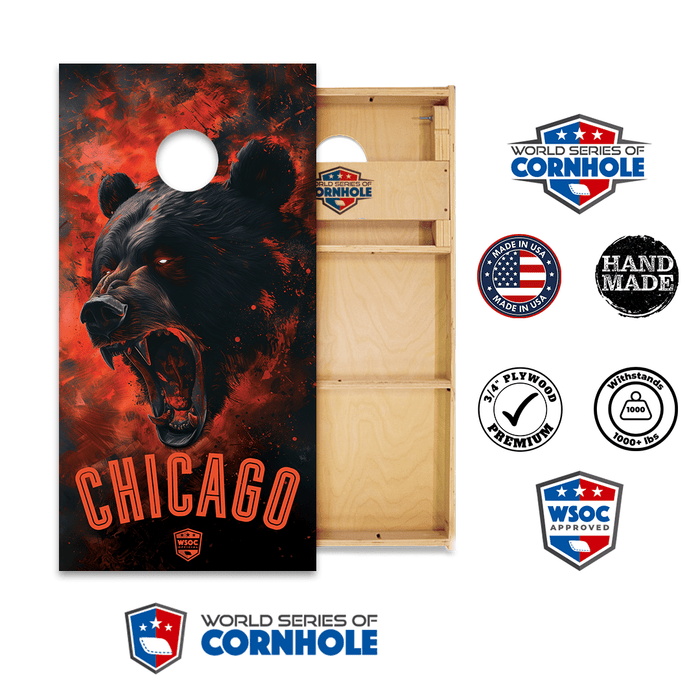 Professional 2x4 Boards - Runway World Series of Cornhole Official 2' x 4' Professional Cornhole Board Runway 2402P - Chicago Bears