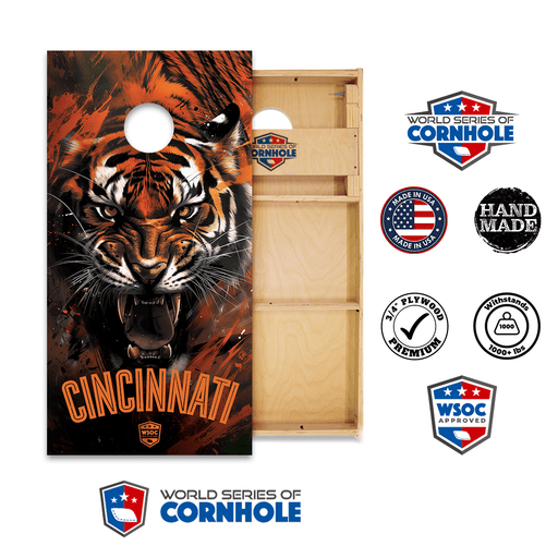 Professional 2x4 Boards - Runway World Series of Cornhole Official 2' x 4' Professional Cornhole Board Runway 2402P - Cincinnati Bengals